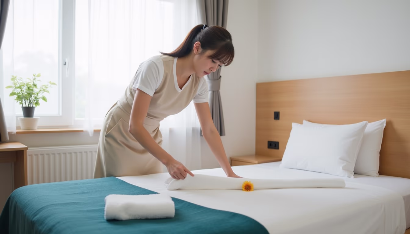 แม่บ้านจัดห้องพักสะอาดต้อนรับแขกชุดแรกเพื่อปั้นรีวิวแรกบน Airbnb